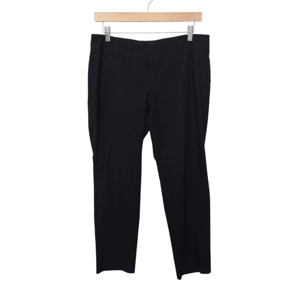 Eileen Fisher Womens Black Stretch Knit Tapered Leggings Size Medium Lightweight